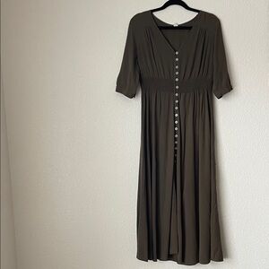 Olive Green button down dress size Large